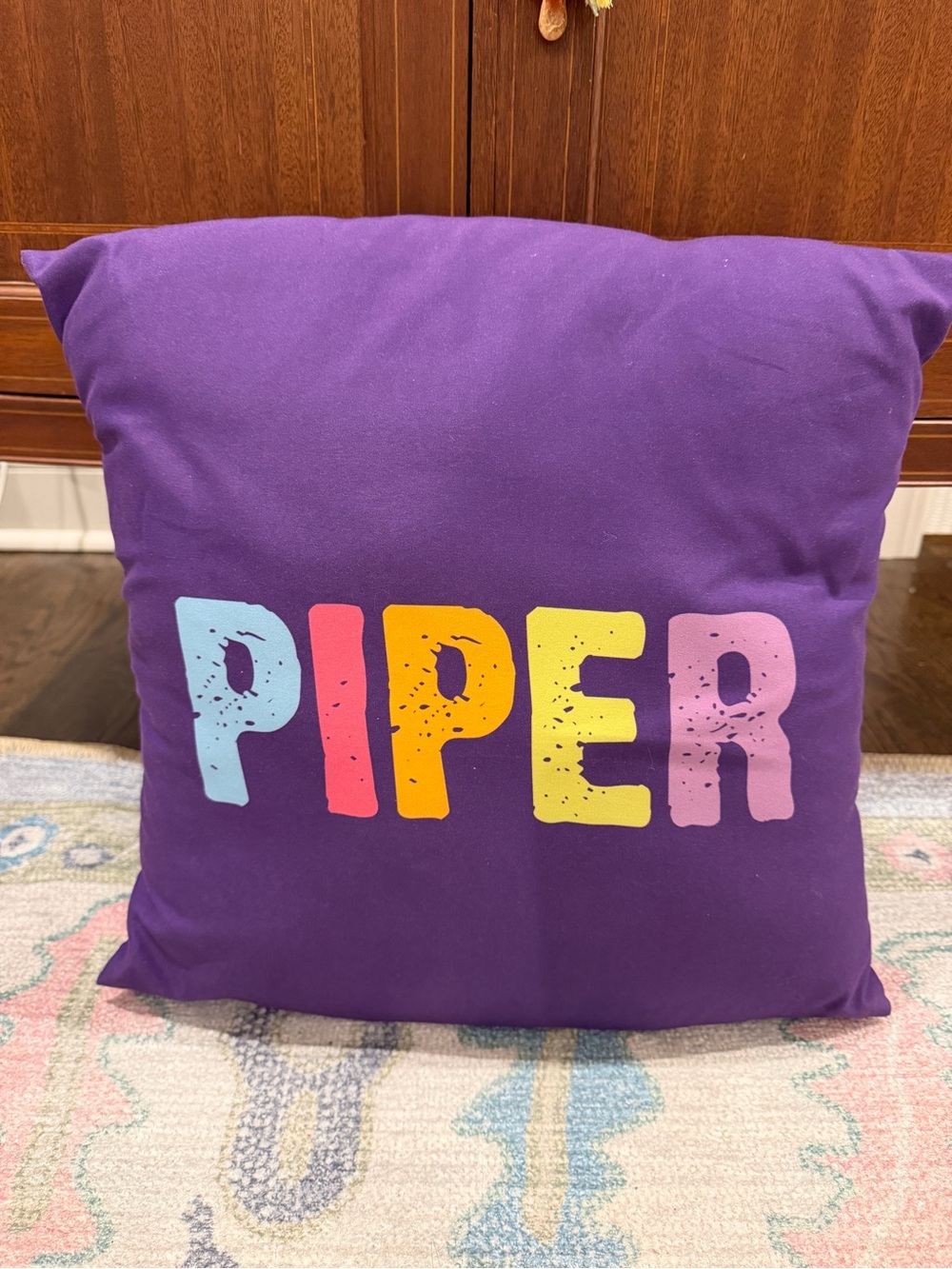 Personalized Purple 'PIPER' Accent Pillow including Insert